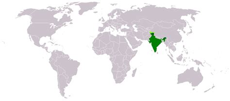 India On A Map Of The World - Map