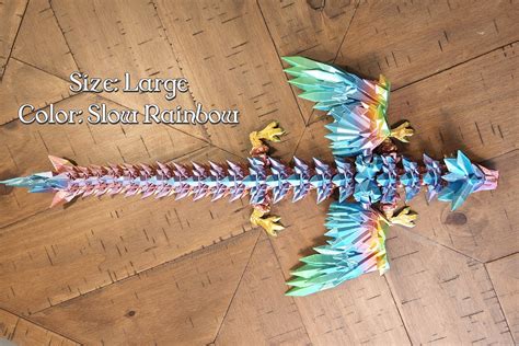 Articulated Crystal Winged Dragon 3D Printed, Flexi, Fidget Toy, Stress Relief, Gift Many Colors ...