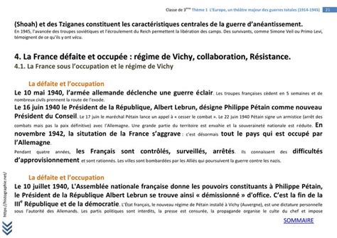 Thème 1 - 4 - La France défaite et occupée : Régime de Vichy, collaboration, Résistance | 21st