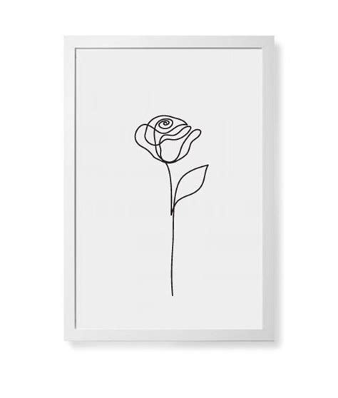 Abstract Rose Flower Wall Art, Beauty Rose One Line Drawing, Minimalist Art, Botanical Print ...