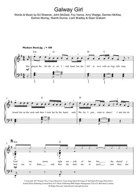 Galway Girl by Ed Sheeran Sheet Music for Beginner Piano (Abridged) at ...