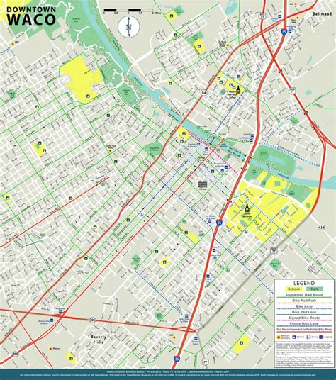 Waco Downtown Cycling Map - Ontheworldmap.com