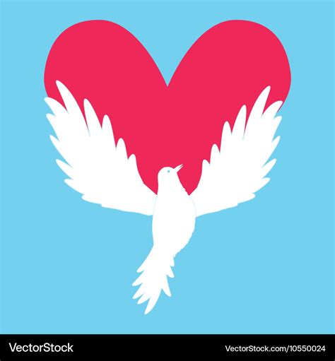 Dove icon with heart shape logo peace love Vector Image