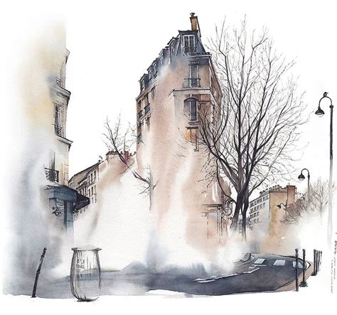 sunga park | Watercolor architecture, Watercolor city, Landscape sketch