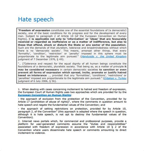 FREE 9+ Sample Hate Speech Templates in PDF | MS Word