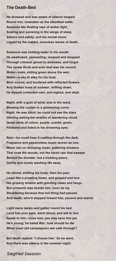 The Death-Bed - The Death-Bed Poem by Siegfried Sassoon