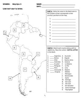 Spanish Speaking Countries And Capitals Map Quiz