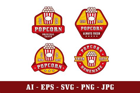 Popcorn Badge Label Design Logo Graphic by Kerja Serabutan · Creative Fabrica