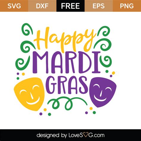 Free Happy Mardi Gras SVG Cut File - Lovesvg.com