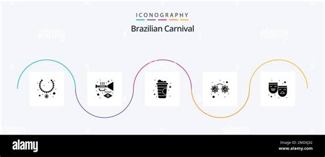 Brazilian Carnival Glyph 5 Icon Pack Including happy sad. roles. drink ...