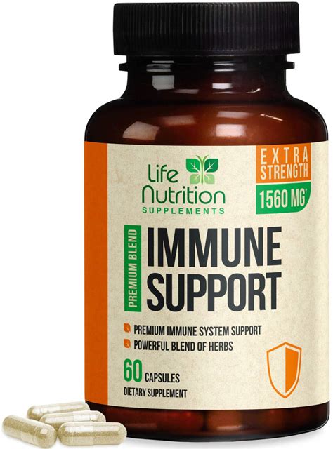 Immune System Support Vitamins 1560mg - Natural Multi-System Wellness Supplement with Vitamin C ...