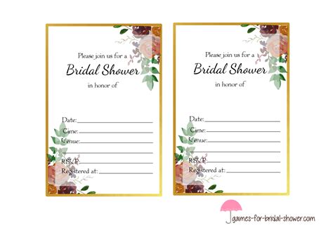 Free Printable Bridal Shower Invitation Templates