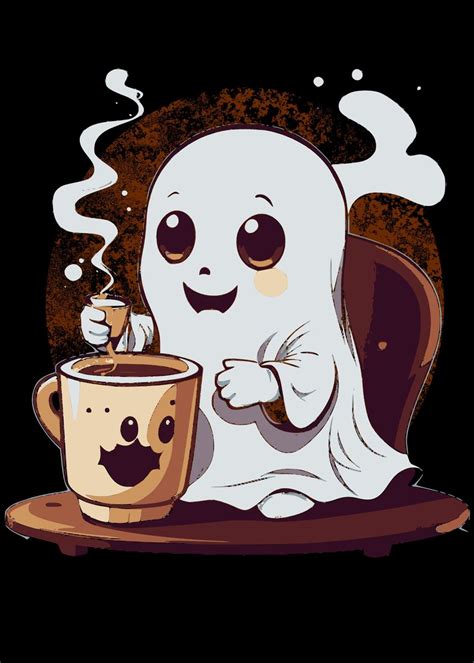 'Ghost Drinking Coffee' Poster, picture, metal print, paint by ...