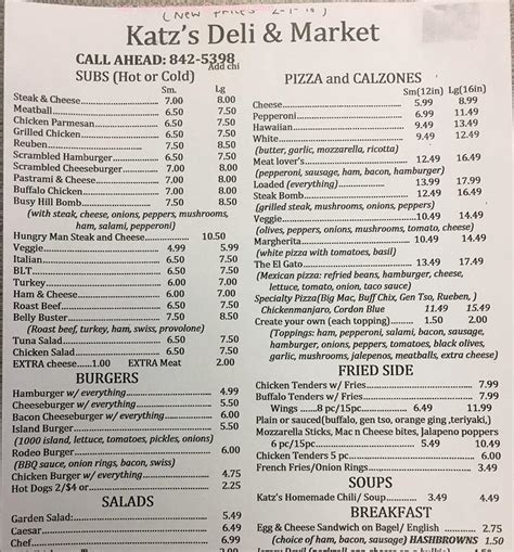 Online Menu of Katzs Deli and Market Restaurant, Dover, New Hampshire, 03820 - Zmenu