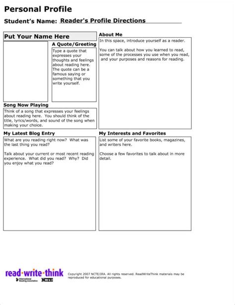 Personal Profile Template Free Download Word Printable Templates - Riset