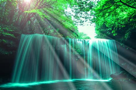 Famous Nabeketaki Waterfall in Aso, Kumamoto Prefecture, Japan Stock Photo - Image of mountains ...