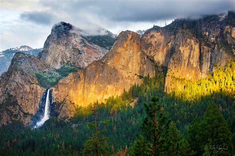 "Sunset at Bridlevail Falls in Yosemite National Valley" by Doug Graybeal | Redbubble