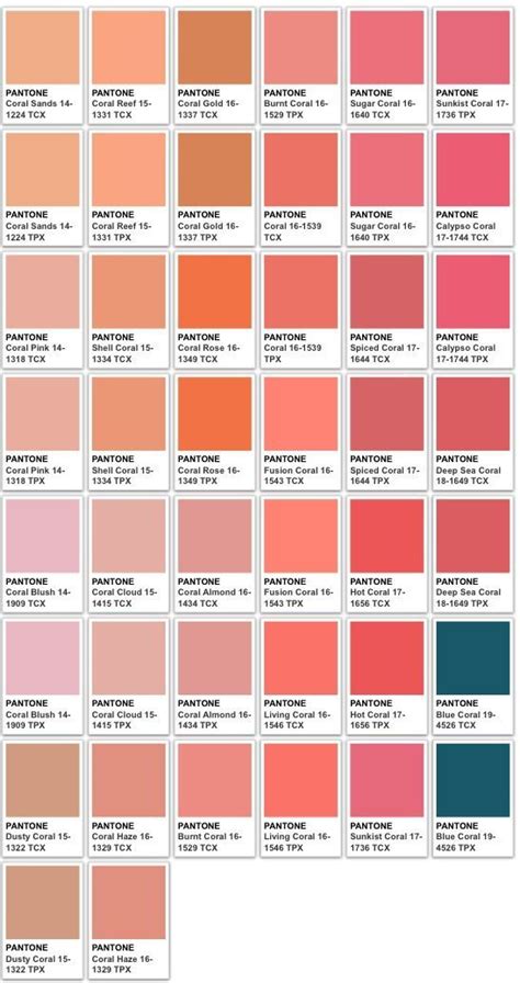 Panton coral color swatches | Pantone color chart, Bedroom paint colors, Pantone colour palettes