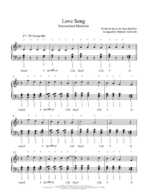 Love Song Piano Sheet Music Free Printable - Free Templates Printable