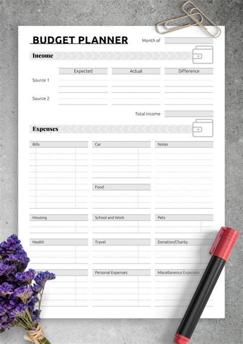 Printable Budget Templates - Download PDF A4, A5, Letter size