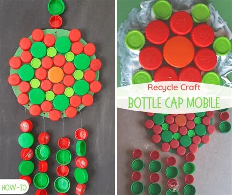 Bottle Cap Mobile Recycle Craft - Teach Me Mommy