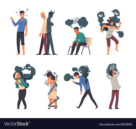 Mental disorder cartoon stressed people Royalty Free Vector