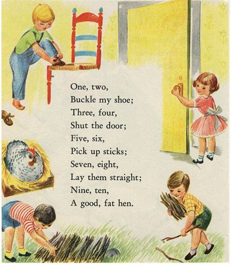 One Two, Buckle My Shoe...Three Four Shut The Door........... | Nursery rhymes poems, Kids poems ...