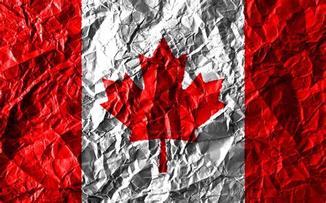 Canadian flag crumpled paper, North American countries, creative, Flag of Canada, HD wallpaper ...