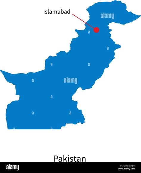 Detailed vector map of Pakistan and capital city Islamabad Stock Vector Image & Art - Alamy