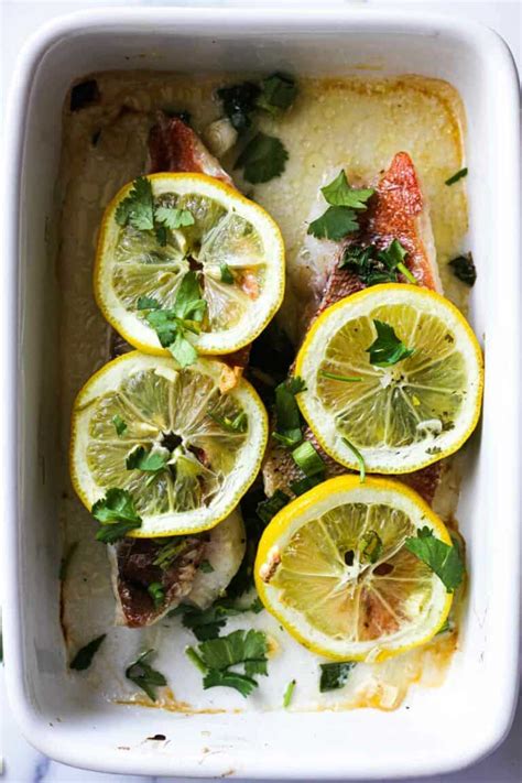 Baked ocean perch with lemon - The Top Meal