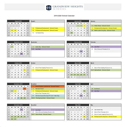 Approved School Calendars – District – Grandview Heights Schools