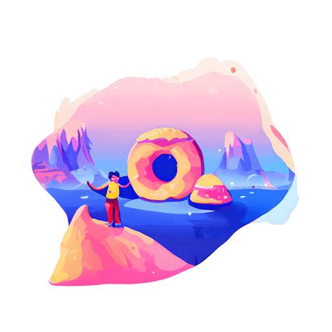 Doodle Art Donut Cartoon Illustration · Creative Fabrica