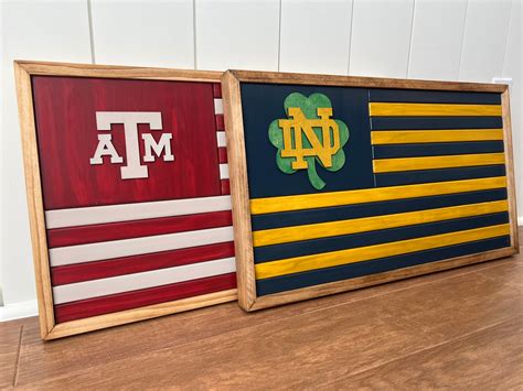 Custom Wooden Team Flags Personalized Sports Wall Art With 3D Logos Choose Your Team and Colors ...