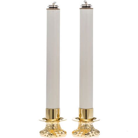 Pair of altar candle holders and candles | online sales on HOLYART.com