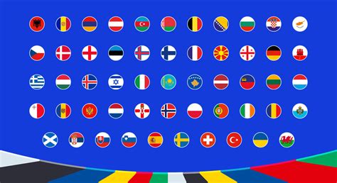 Flags of qualifying European football tournament 2024 participants are ...