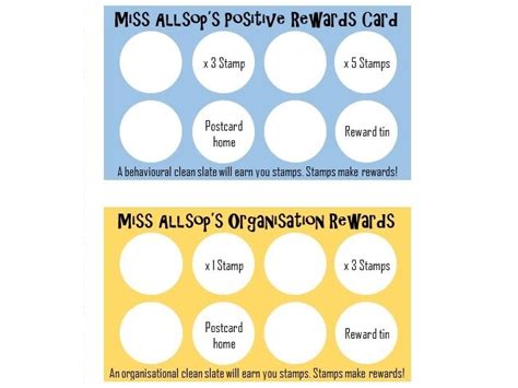 Behaviour and Organisation Rewards Loyalty Stamp Cards | Teaching Resources