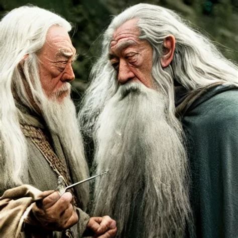 michael gambon and gandalf in lord of the rings | Stable Diffusion