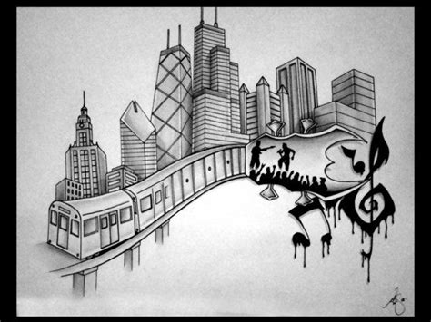 Chicago Skyline Graffiti