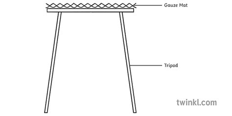 tripod and gauze diagram science equipment lab bw rgb Illustration - Twinkl