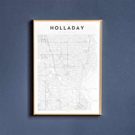 Holladay Utah Holladay Map Holladay Print Holladay Wall | Etsy