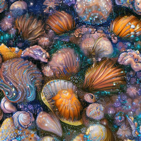 Stunning Whimsical Underwater Rendition of a Colorful Coral Reef with Starfish Jellyfish ...