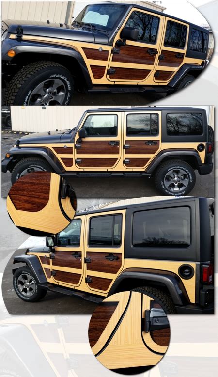 Jeep Wrangler Unlimited Wood Panel Graphics Kit 1 - Woody, Moab, Sahara, Sport, Willys, Rubicon