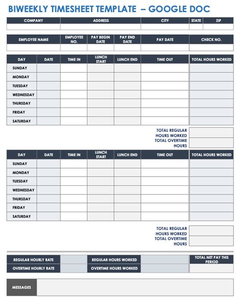 Free Google Docs Timesheet Templates | Smartsheet