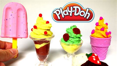 Play Doh Scoops n Treats DIY Ice Cream Cones, Popsicles, Sundaes ...