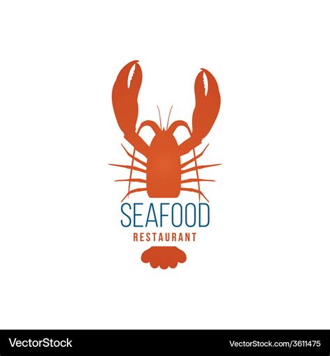 Seafood restaurant logo template with lobster Vector Image