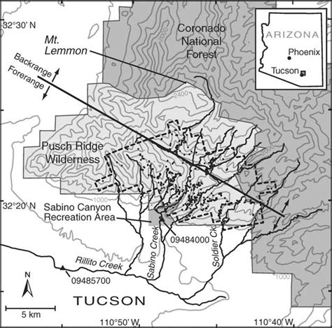 Map of study area north of Tucson, Arizona, indicating general... | Download Scientific Diagram