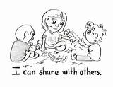 Social & Developmental Skills Coloring Page  I Can Share With Others sketch template