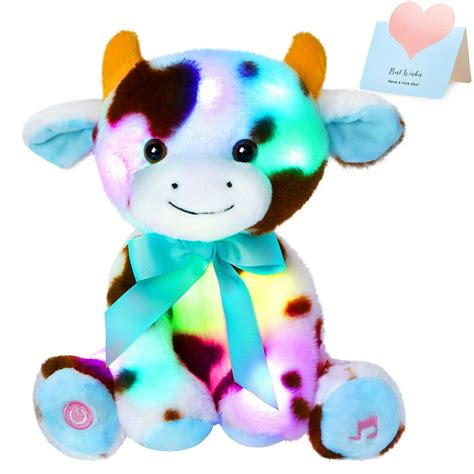 Houwsbaby LED Musical Stuffed Cow Soft Plush Toy Farm Animal with ...