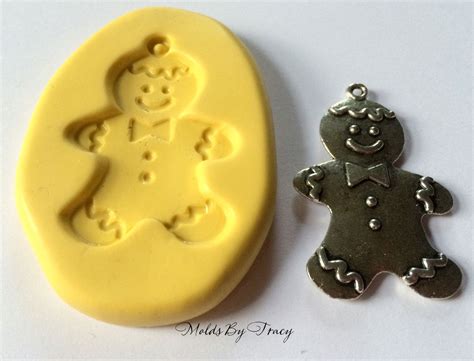 Gingerbread Man Charm Silicone Mold,Flat Back, Jewelry Molds,Crafting Molds,Polymer Clay Molds ...