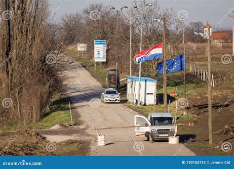 Croatian Border Police Guarding The Checkpoint Of The Border Crossing Of Bapska Berkasovo With ...